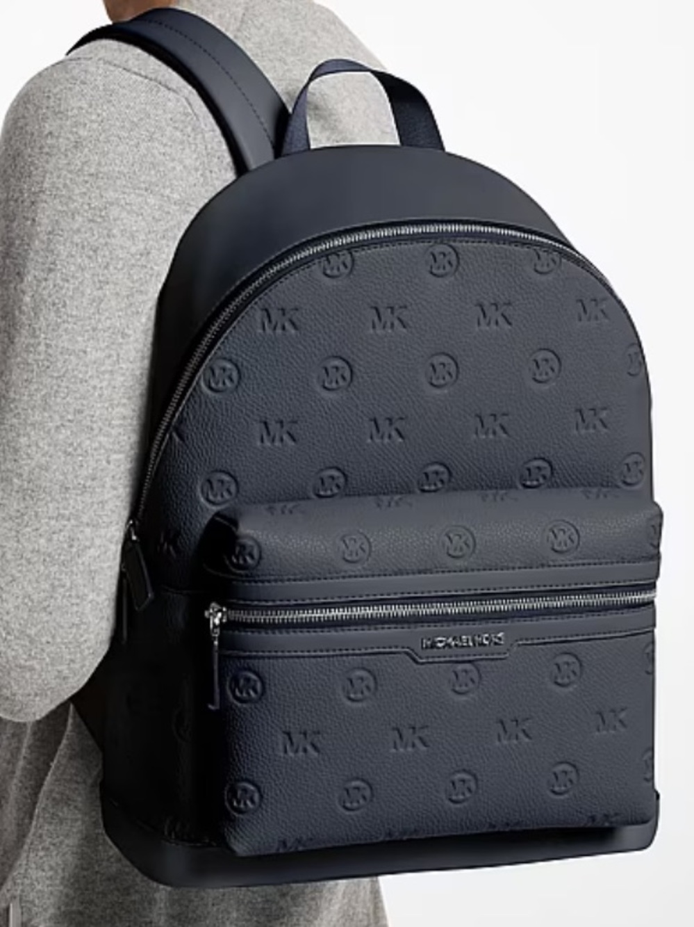 Michael Kors  Cooper Medium Logo Debossed Dome Backpack Unisex Navy